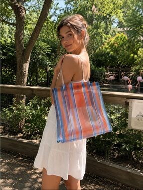 ZARA Semi-Sheer Striped Shopper Bag